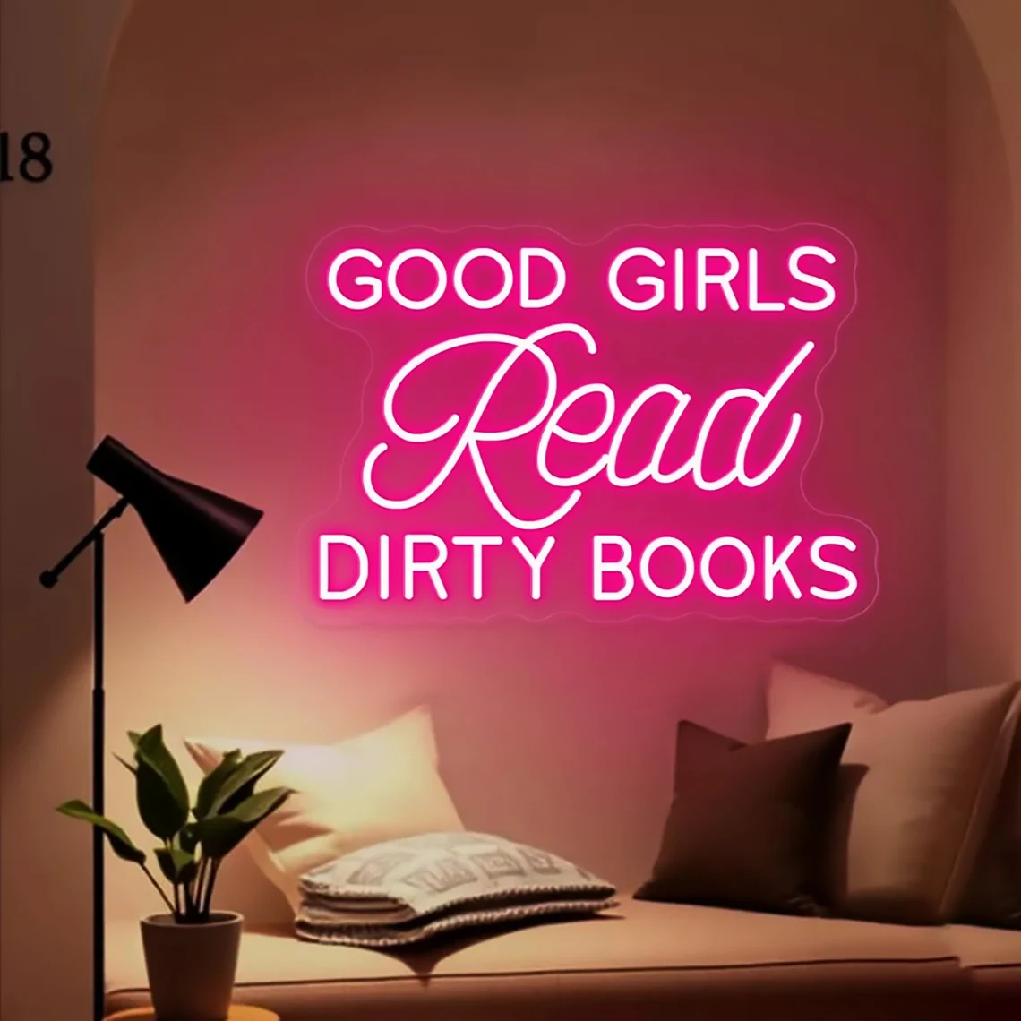 Good Girls Read Dirty Books Neon Sign Home Library Neon Reading Room Bookshelf Wall Decor Quote Wall Art,Gift For Bookworm