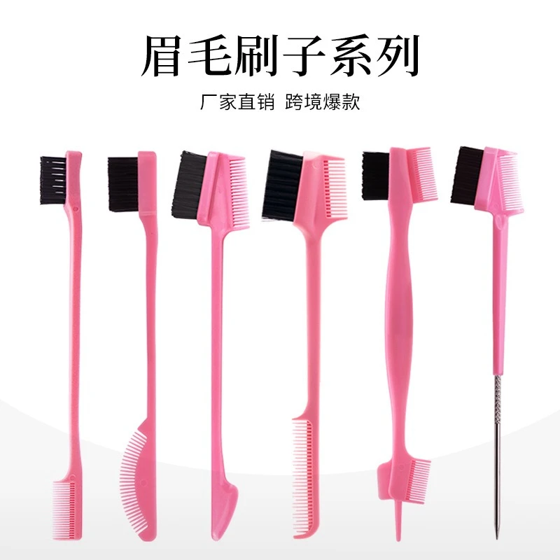 1-piece Styling Teasing Comb Double Sided 2In1 Edge Control Brush Anti-static Eyebrow Brush Broken Hair Comb Styling Beauty Tool