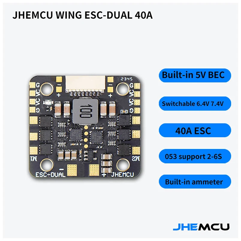 

JHEMCU WING ESC-DUAL 40A blheli _ S 2 в 1 40A ESC встроенный 5V BEC измеритель тока 20x20 мм 2-6S LiPo для телефона