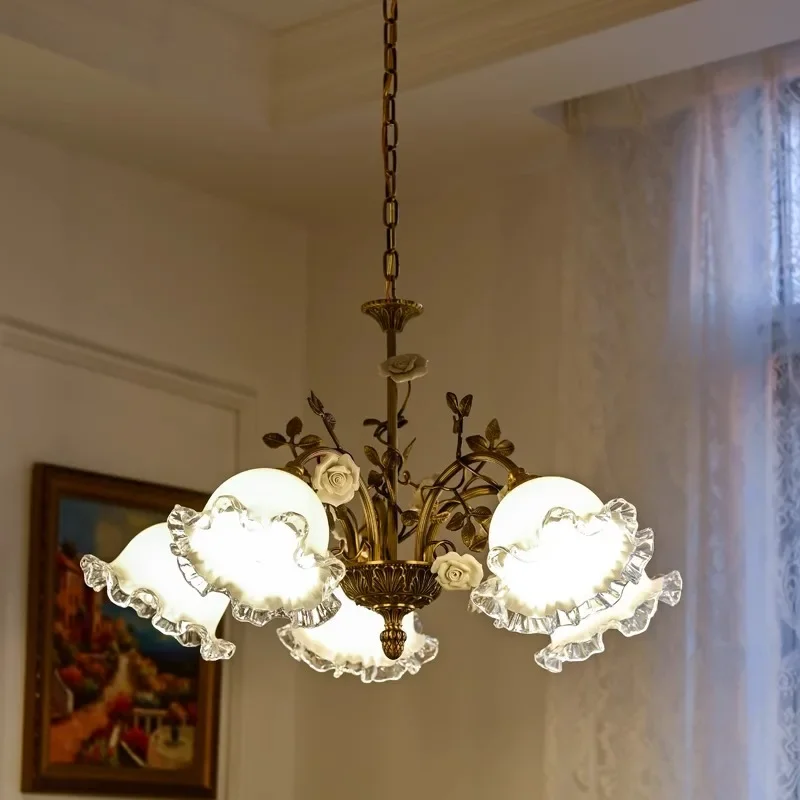 French Elegant Flower Chandelier Medieval, Vintage American Living Room Dining Room Bedroom