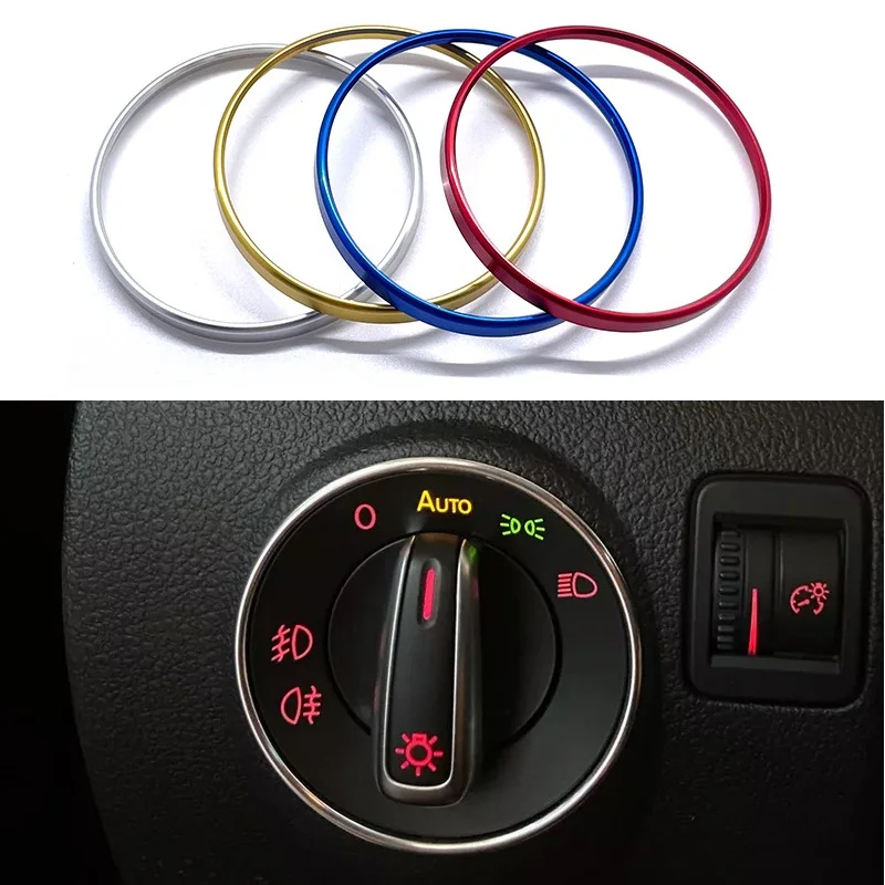 For Volkswagen VW Golf Jett MK5 MK6 Passat B6 B7 CC Touran Tiguan Car Headlight Switch Decorative Trim Frame Ring Interior