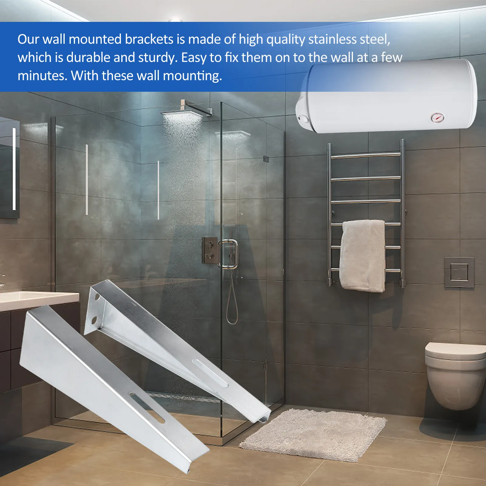 

2Pcs Stainless Steel Wall-Mounted Brackets Triangle Type Water Heater Rack Stand Shelf Corrosion Resistant Wall Hanging Holder