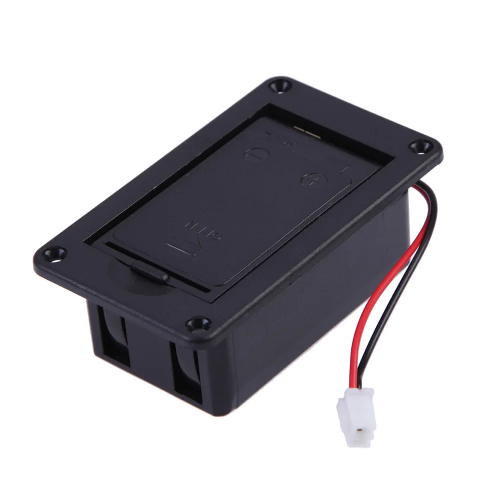 9V Guitar Pickup Battery Holder Case with Cable Battery Box Case Cover Holders Guitar Bass Accessories Replacement Parts Black