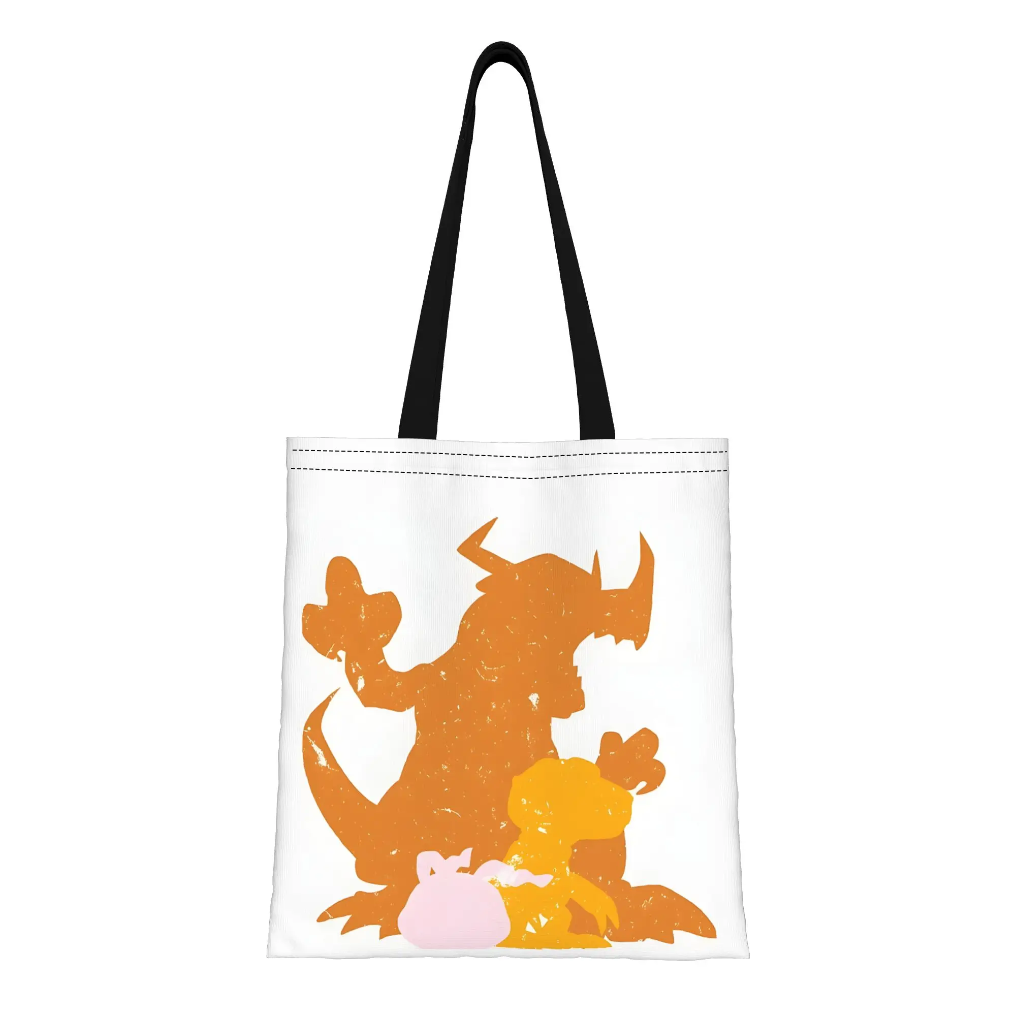 Agumon Evolution BANDAI Digimon Canvas Tote Bag Perfect for Outdoor Women's Top-Handle Bags