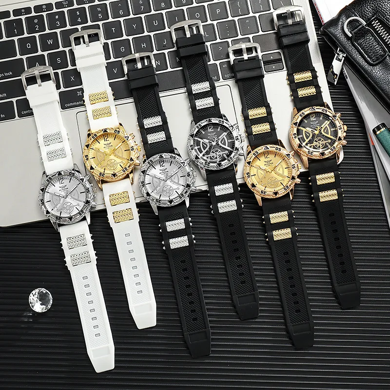 Mens Quartz Watch Blue Light Big Dial Business Casual Silicone Strap Fashion Wristwatch Male Watches Simple Stylish Boy Gifts