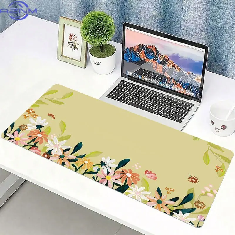 One Mouse Pad Measuring  cm, Featuring a Non-Slip Extended Design with a Floral And Leaf Pattern, Ideal for Office And Home Deco