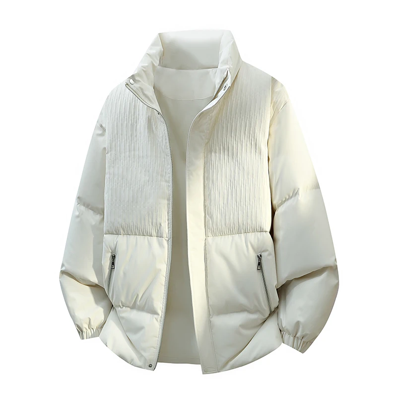 

Зимняя повседневная мужская куртка с воротником-стойкой, пуховая, в стиле пэчворк, теплая верхняя одежда, модная, на молнии, с карманами, пуховик-топ