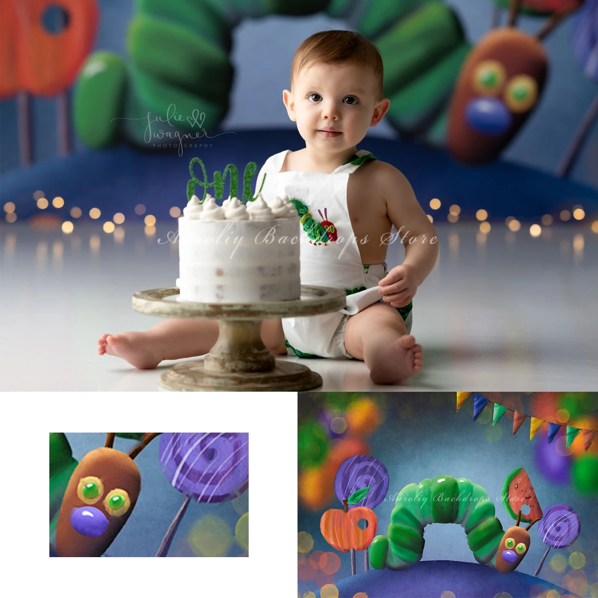 

Little Caterpillar Backgrounds Cake Smash Kids Adult Photography Props Child Baby Decors Birthday Party Photo Backdrops