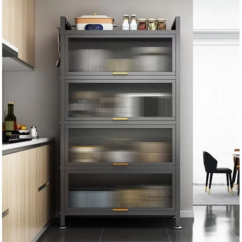 4-Floor metal kitchen locker detachable structure modern design space-saving multi-functional living room display cabinet