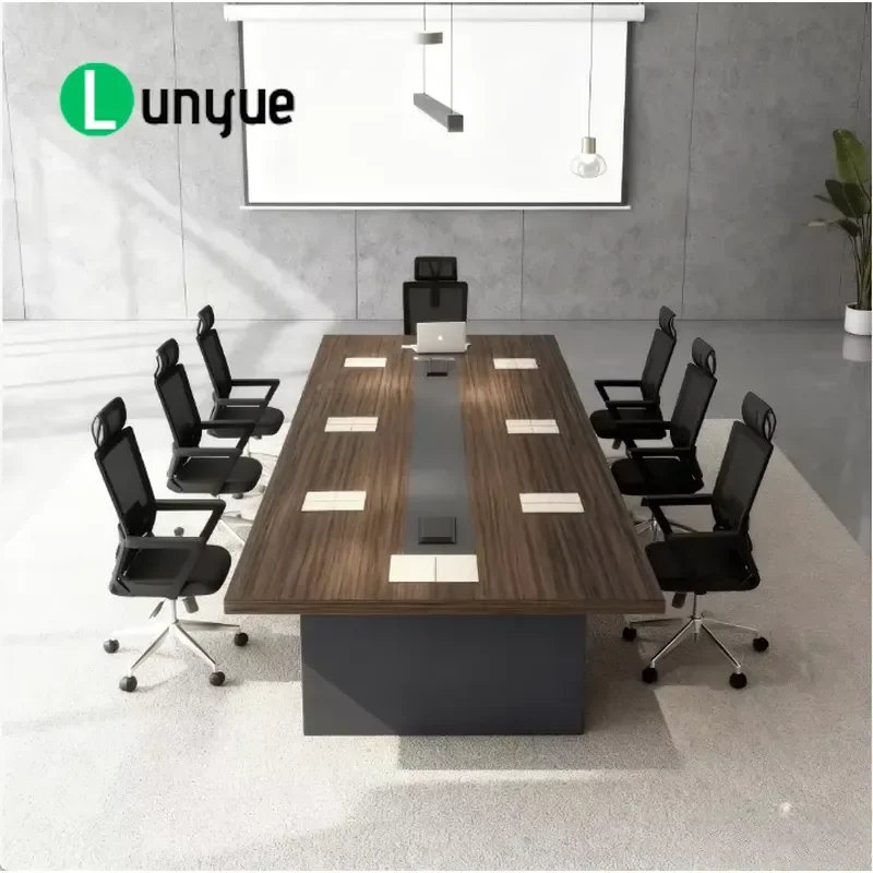 Modern Business Conference Table Panel Design Durable Wood Construction Stable Structure for Office Meetings