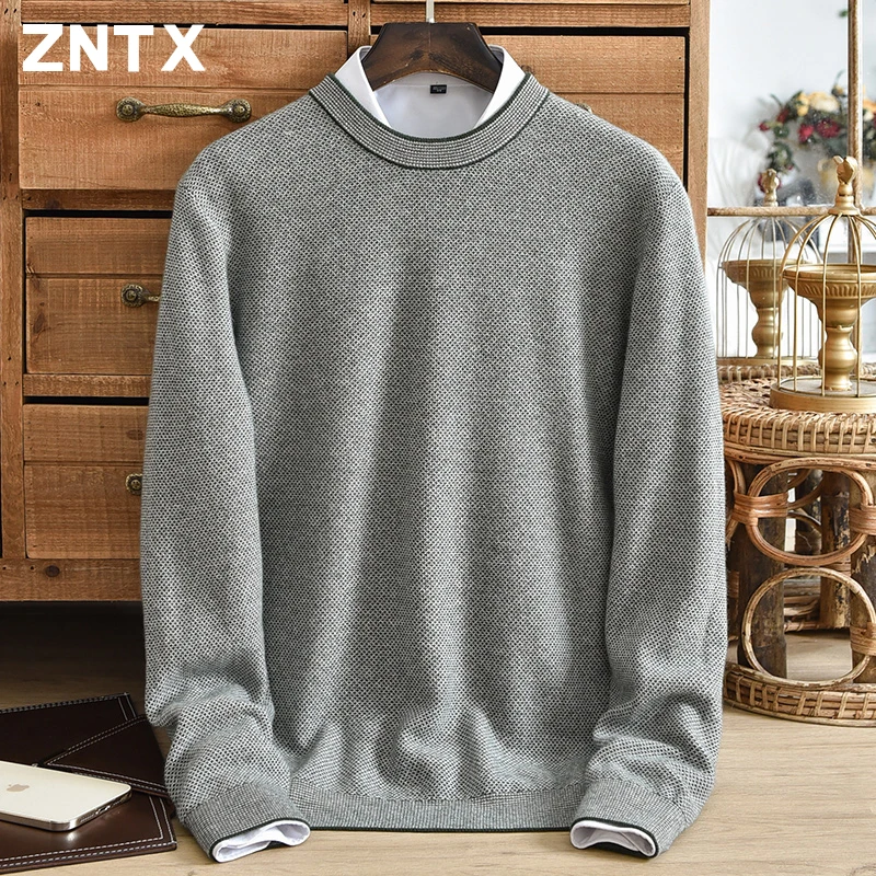 New winter thick pure cashmere sweater men's round neck loose knit sweater for warmth and leisure, Korean style youth fashion