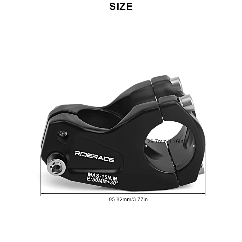 RIDERACE Bicycle Stem 30 Degree 50mm Short MTB Mountain Bike Riser Road Cycling 28.6 Front Fork Stem for 31.8mm Handlebar Parts