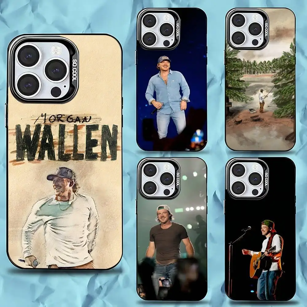 

Singer M-Morgan Wallen Phone Case For iPhone 16,15,14,13,12,11,Pro,Max,Plus,Mini,XS,SE Anti Fall Black Matte Hard Bumper