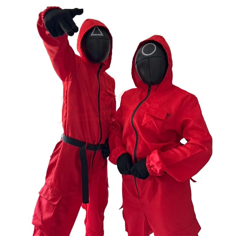 Erwachsenen-Kalamar-Kostüm, Wachmann-Cosplay-Anzug, Teenager-Trainingsanzug mit Kapuze, Overall, Gürtel, Handschuhe, Maske, Halloween-Set