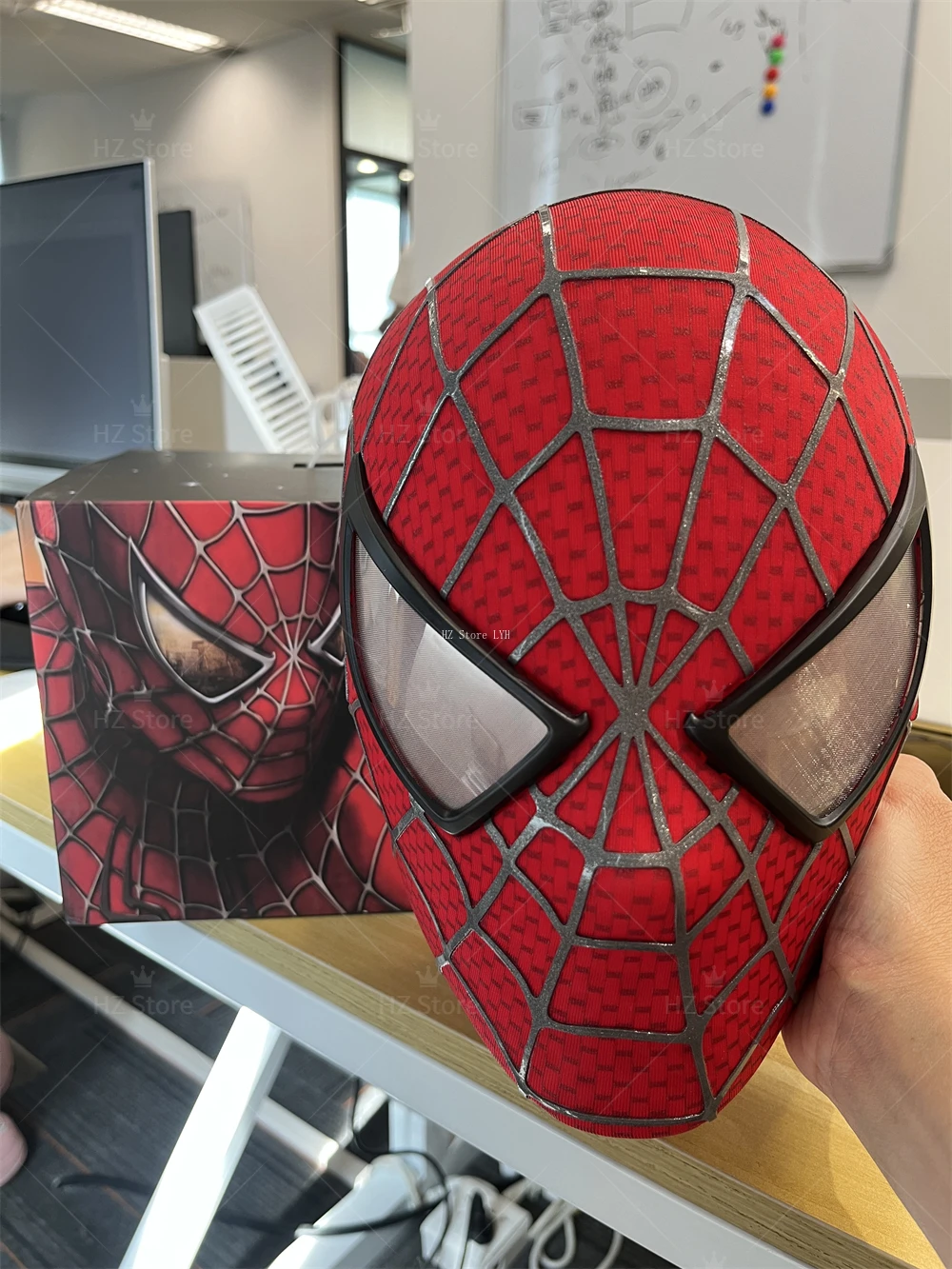 スパイダーマンマスク Spiderman-ケース付きスパイダーマンマスク,磁気顔付き,3D Webs