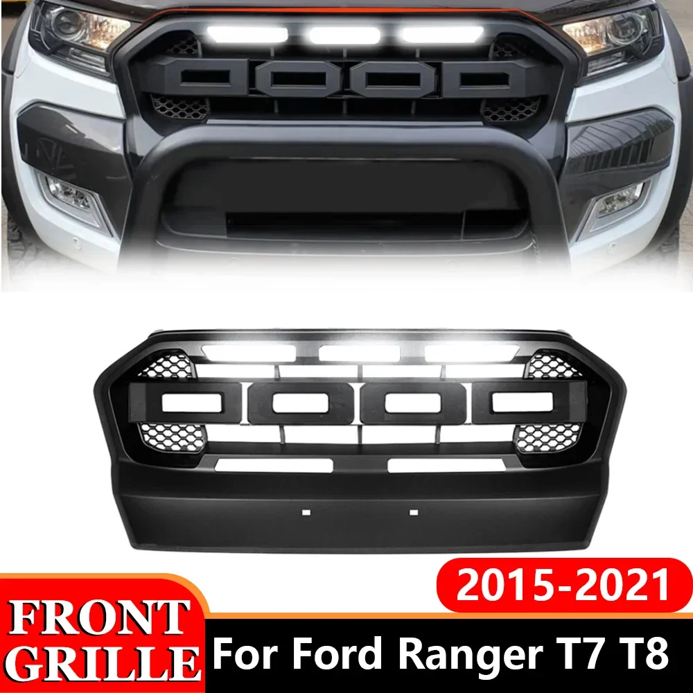 Przednia Kratka Chłodnicy Racingowa Wildtrak Pasuje do FORD Ranger T7 T8 Wildtrak PX2 PX3 2015-2021 Siatka Osłona Grill Części Samochodowe do Pickupów