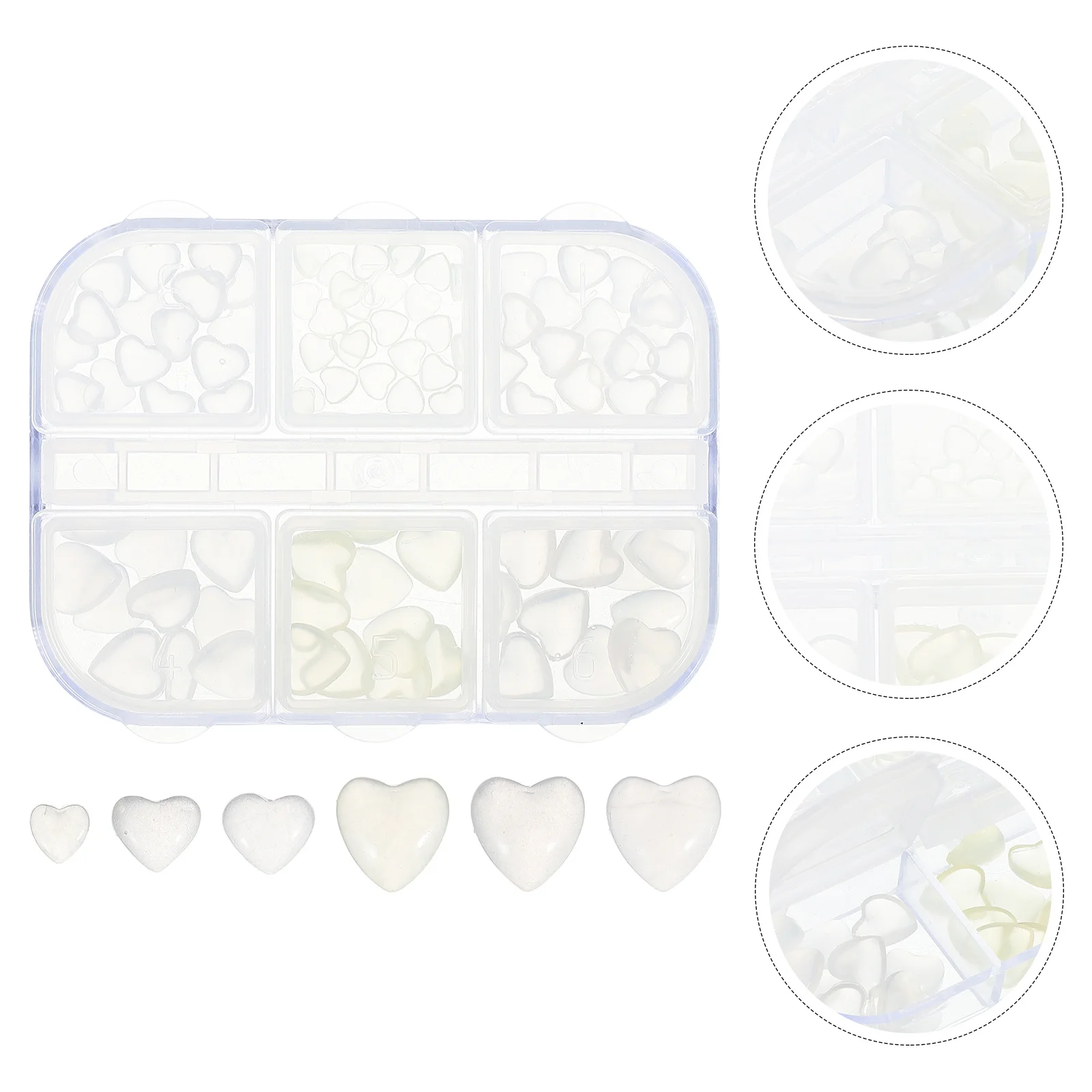 

6 сеток, прозрачные подвески в форме сердца для дизайна ногтей, украшения из смолы для маникюра «сделай сам», аксессуары для любви, Валентина, дизайн ногтей