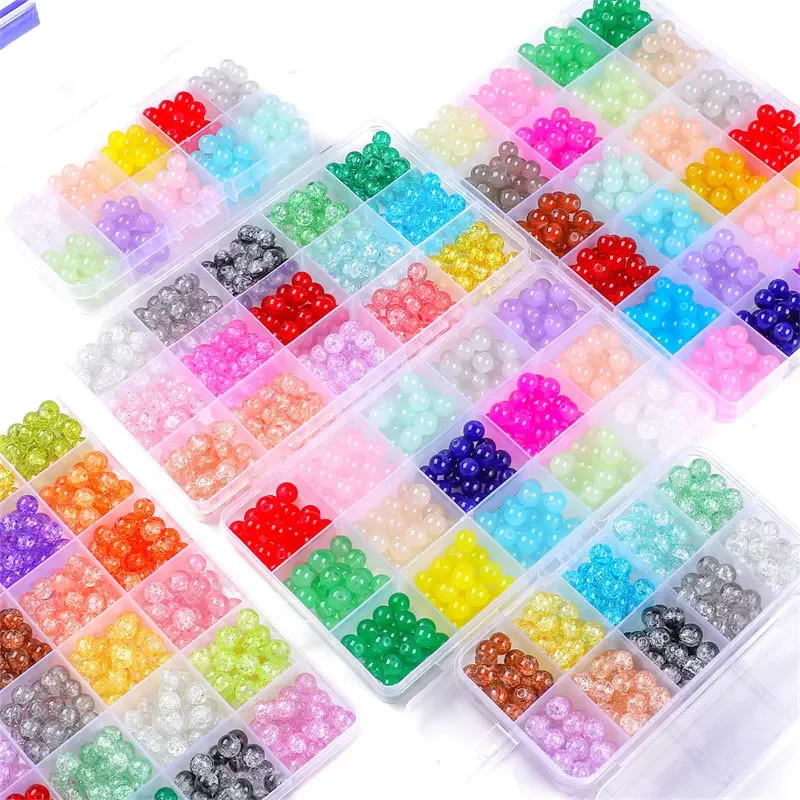 

24 Colors 8mm Crystal Beads Bracelets Making Kit 480Pcs Jewelry Making Round Glass Cataclastic Lineation Beads Kit for Beginners