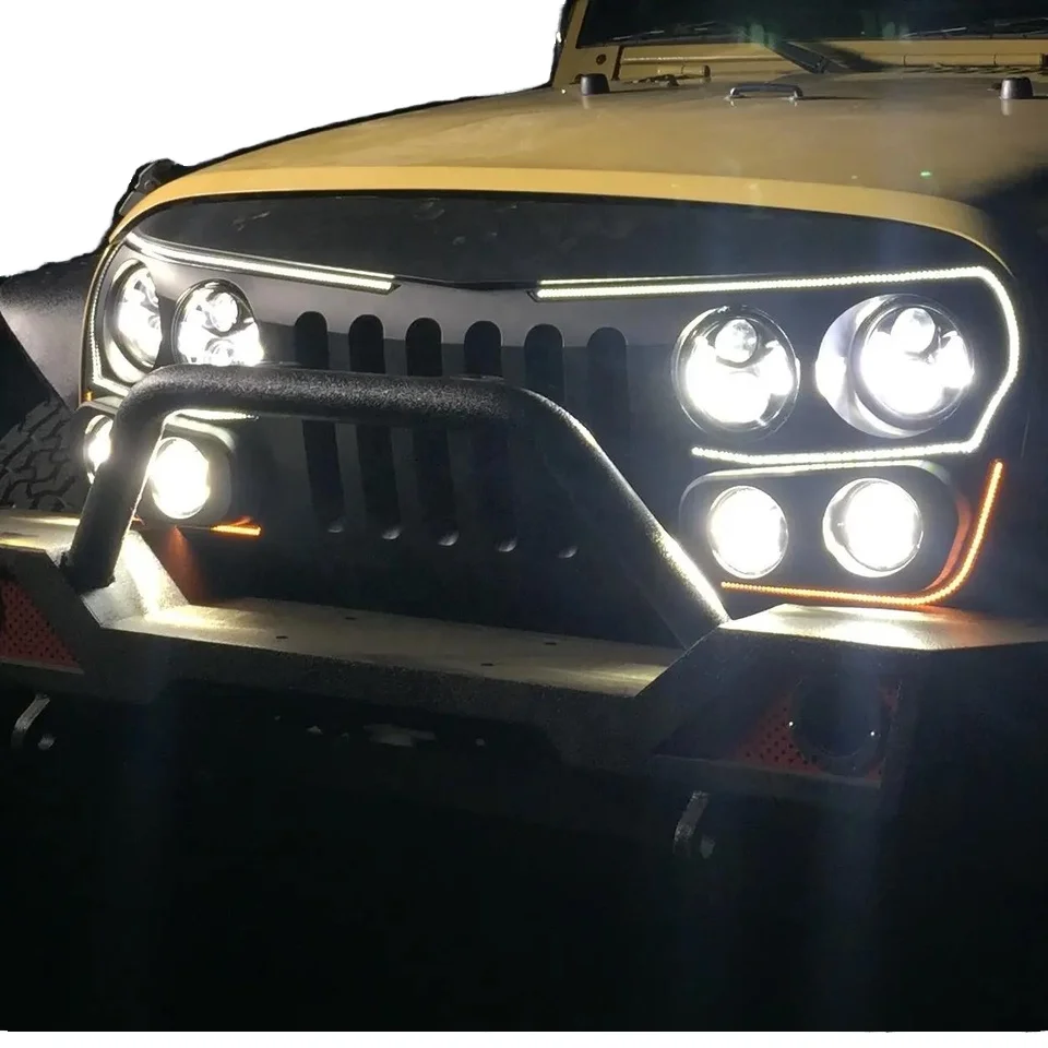 

For 2007-2017 Jeep Wrangler JK Front Mesh Grille With Lights