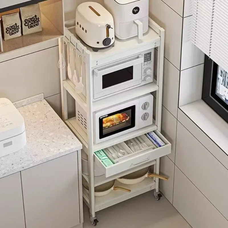Microwave oven rack, crevice drawer, removable storage rack