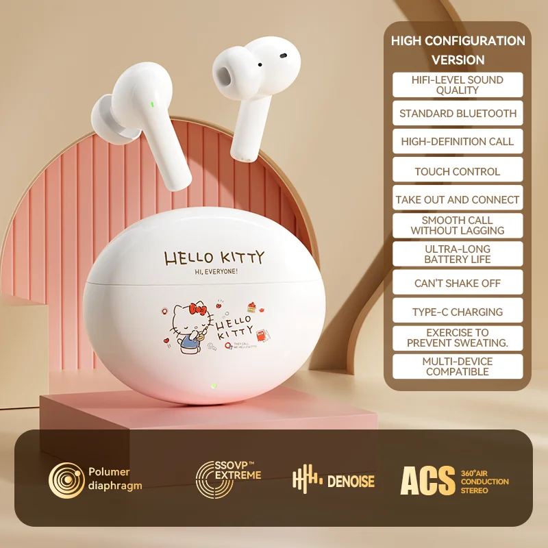 Oryginalne słuchawki bezprzewodowe Bluetooth 2025 S220 TWS z dotykowym sterowaniem, adaptacyjnym dopasowaniem i sportowym wzorem, kompatybilne z Androidem i iPhone.