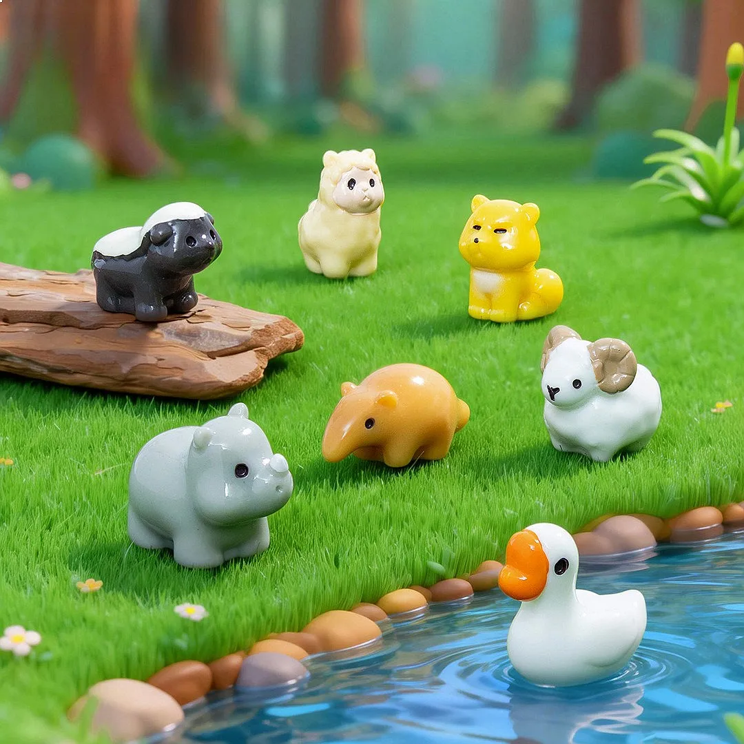 100pcs Wholesale 3D Resin Mini Animal Duck Sheep DIY Accessories for Keychain Fairy Garden Decor Dollhouse Oranment