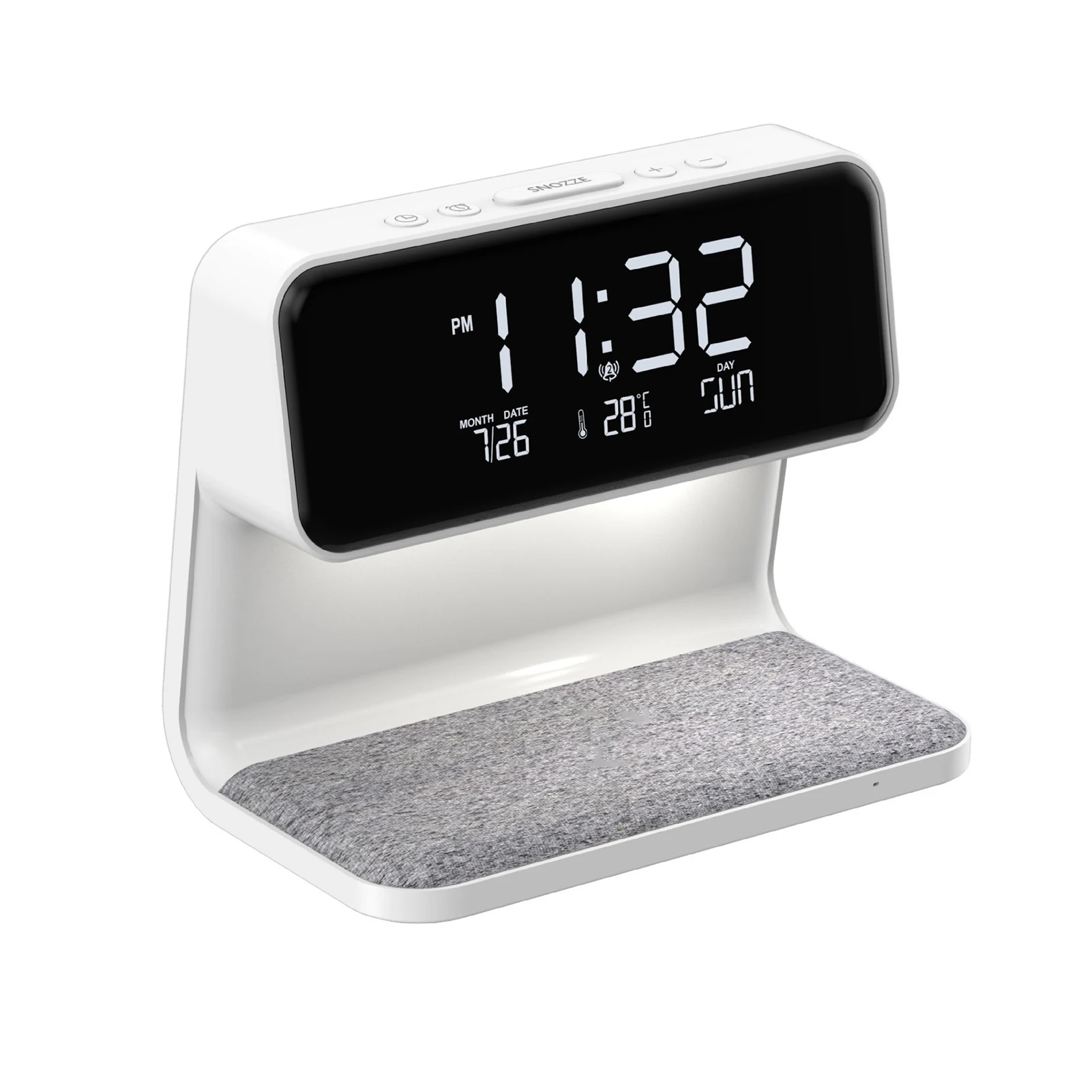 

White Smart Charger Display Lamp Wireless Alarm Clock Bedside Crisp Alarm Alarm Wireless Lamp And Cheerful Alarm