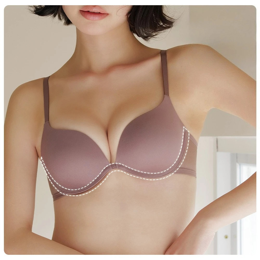 Summer Deep V Women's Bra Sexy Underwire Thin Version Traceless Push-up for Small Bust Minimalist Ventilate Bras