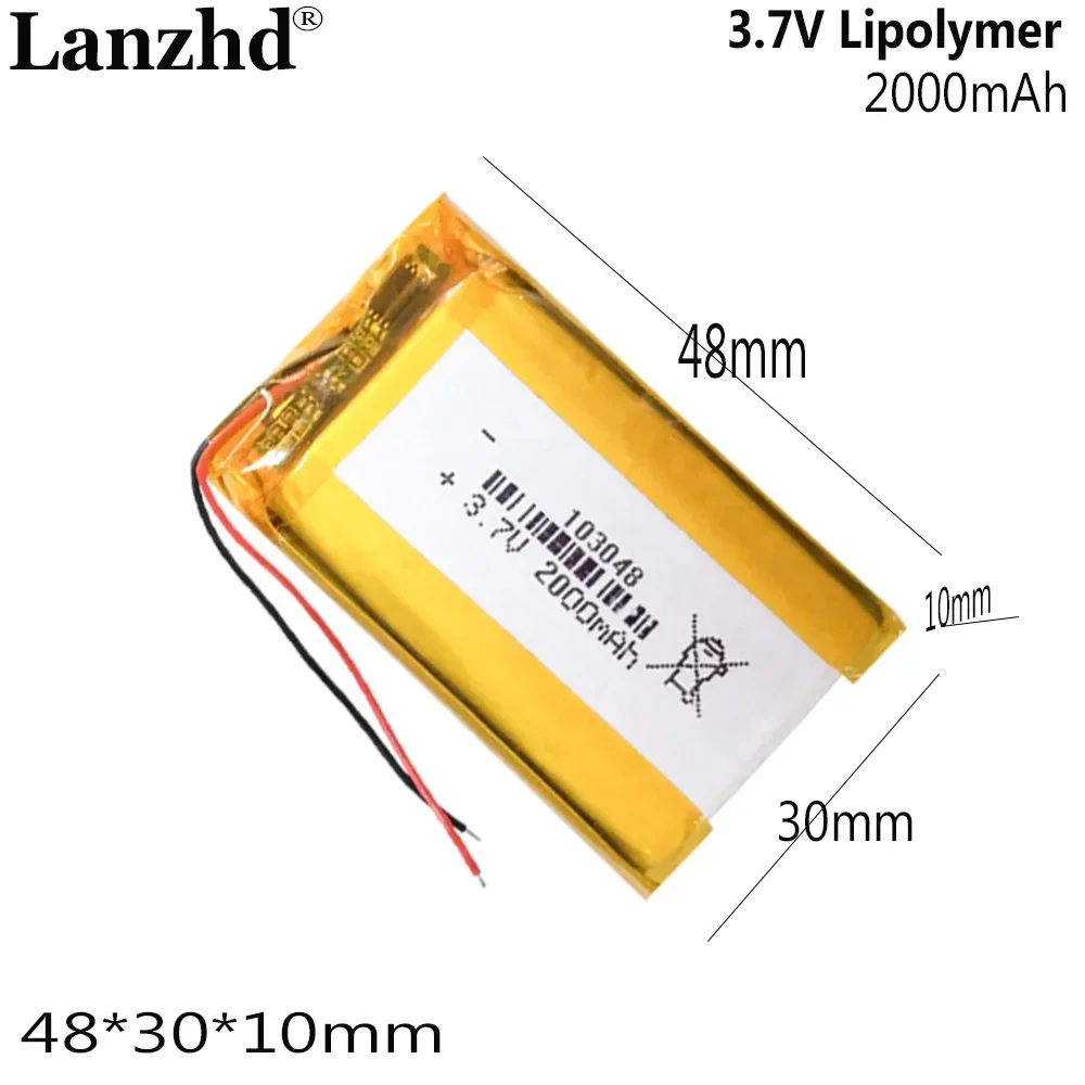 

Lithium ion Battery 3.7V 2000mAh 103048 For Digital products technology products Polymer lithium battery