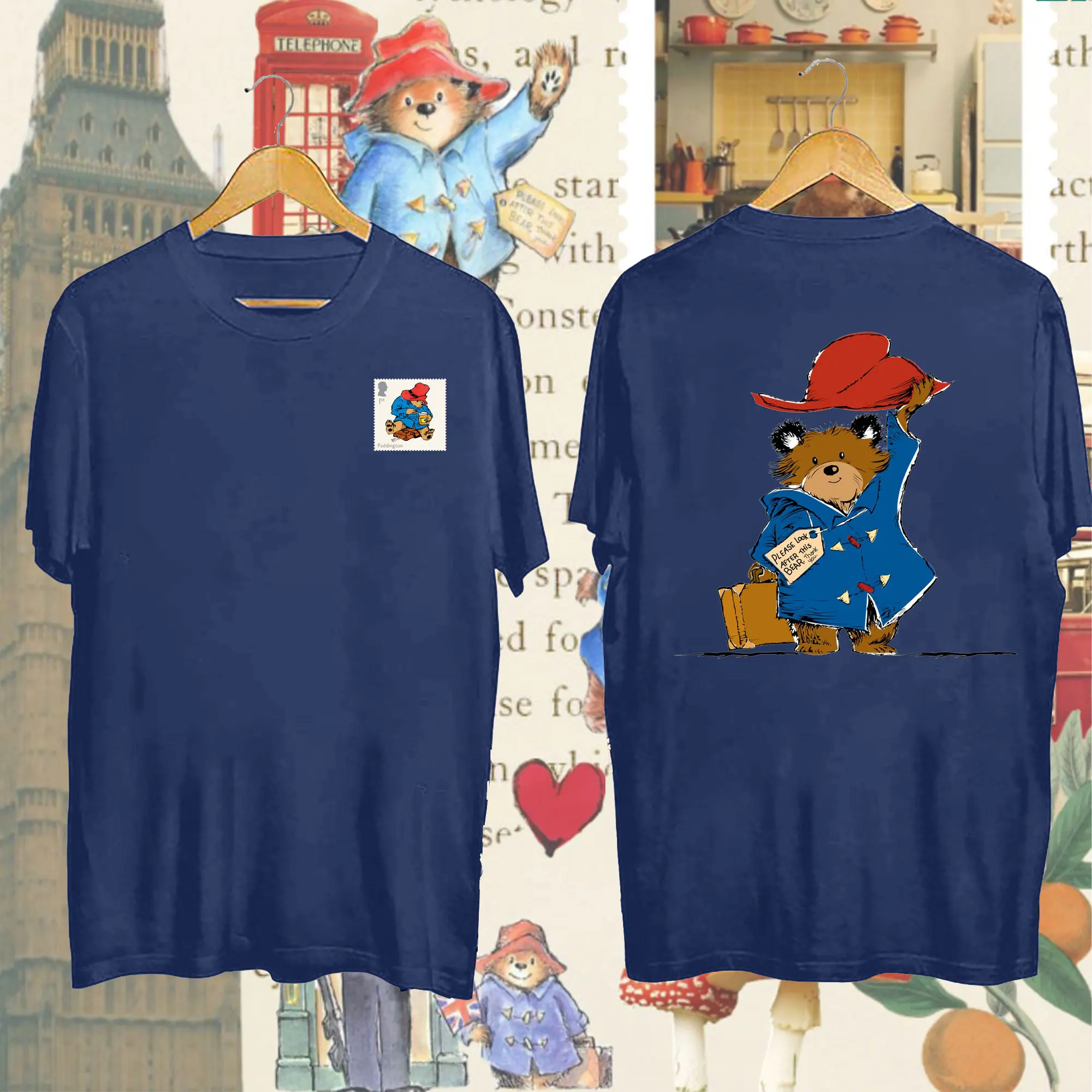 

Paddington Bear in London Woman Printed Cotton TShirt Cute Tops High Quality Cotton Fashion Cartoon Mens Graphic T-shirts