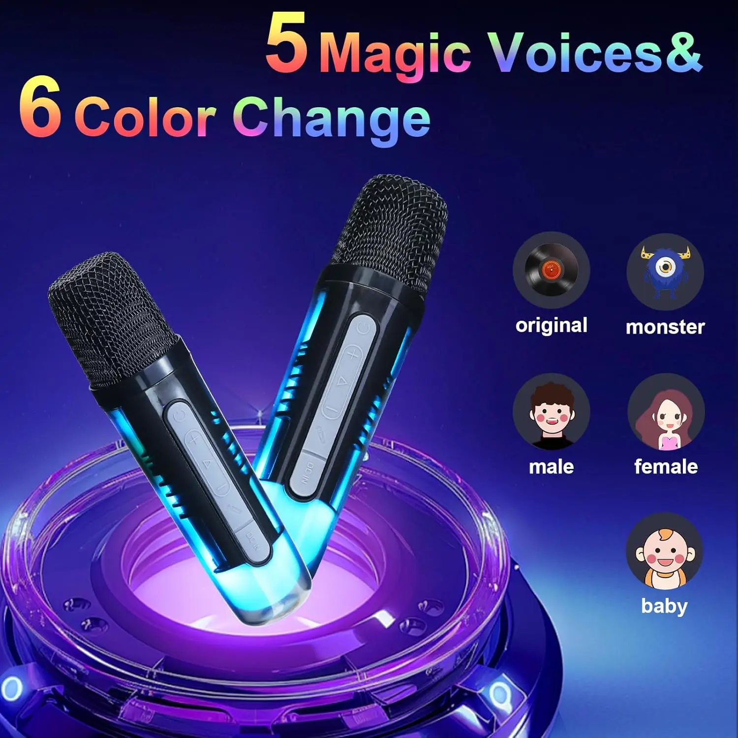 Mini Karaoke dla Dzieci i Dorosłych Prezent na Boże Narodzenie Głośnik Bluetooth STEREO Magic Voice Bezprzewodowe Mikrofony Gra Imprezowa w Pomieszczeniach Zabawki