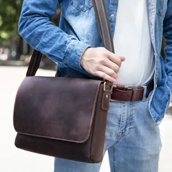 Maletines de cuero Crazy Horse Vintage para hombre, bolso para portátil, bolsos de oficina, bolsos de mensajero, bolso de cuero para hombre, bolsos para computadora