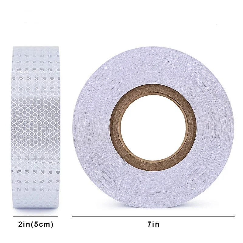 

5CM*50M White reflective adhesive tape Industrial Marking Waterproof Reflectors Film Hazard Caution Reflection Strip for Vehicle