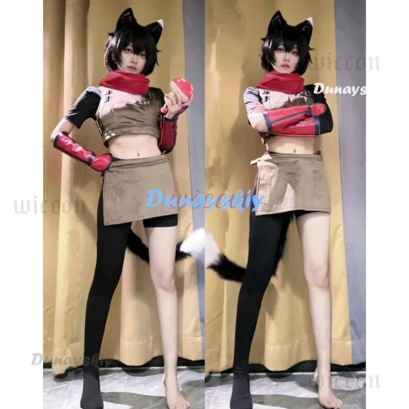 

CosplayFantasia Izutsumi Cosplay Scarf Tail Outfit Anime Delicious in Dungeon Costume Wig Tail Ear Women Halloween Carnival Part