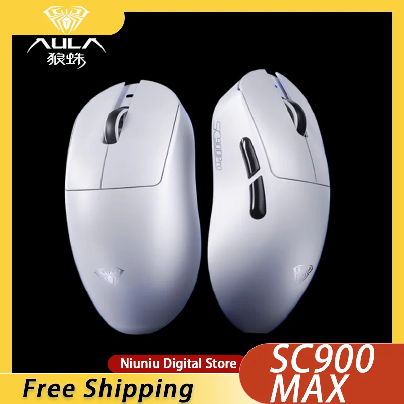 

AULA SC900MAX Tri Mode Mouse PAW3950 Wired (wireless) Polling Rate 8K Dual 8000Hz Polling Rate 400mAh Battery Pc Accessories