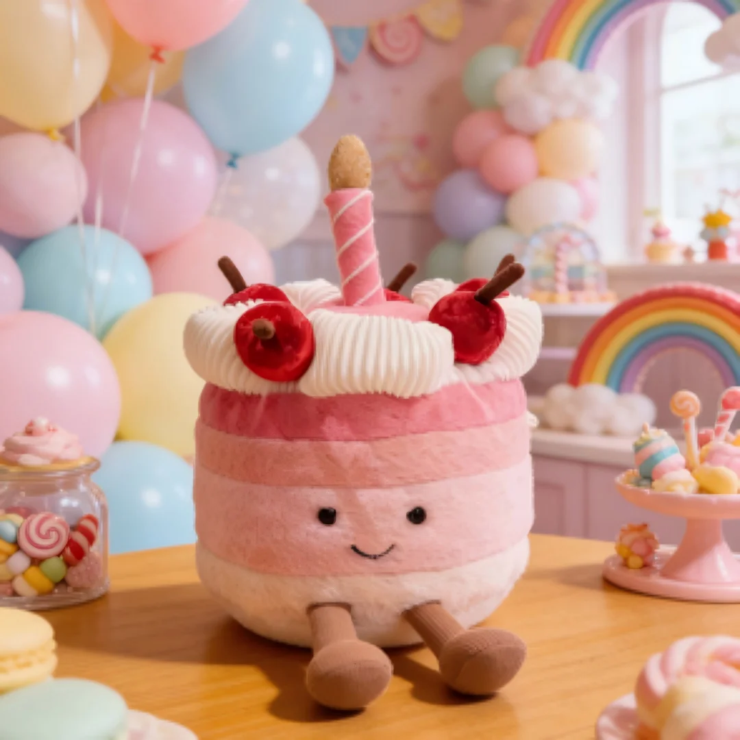 

Плюшевая игрушка-фигурка в виде вишневого торта 16 см, милая, подходит для подарков на детский день рождения или другие праздничные подарки, украшение для дома