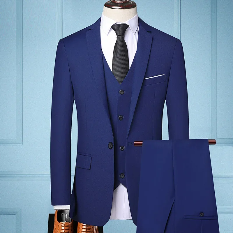 The New Store Offers Discounted Prices  Casual Formal Business Men's Fashionable Gentleman Solid Color All-season Fitted Suit