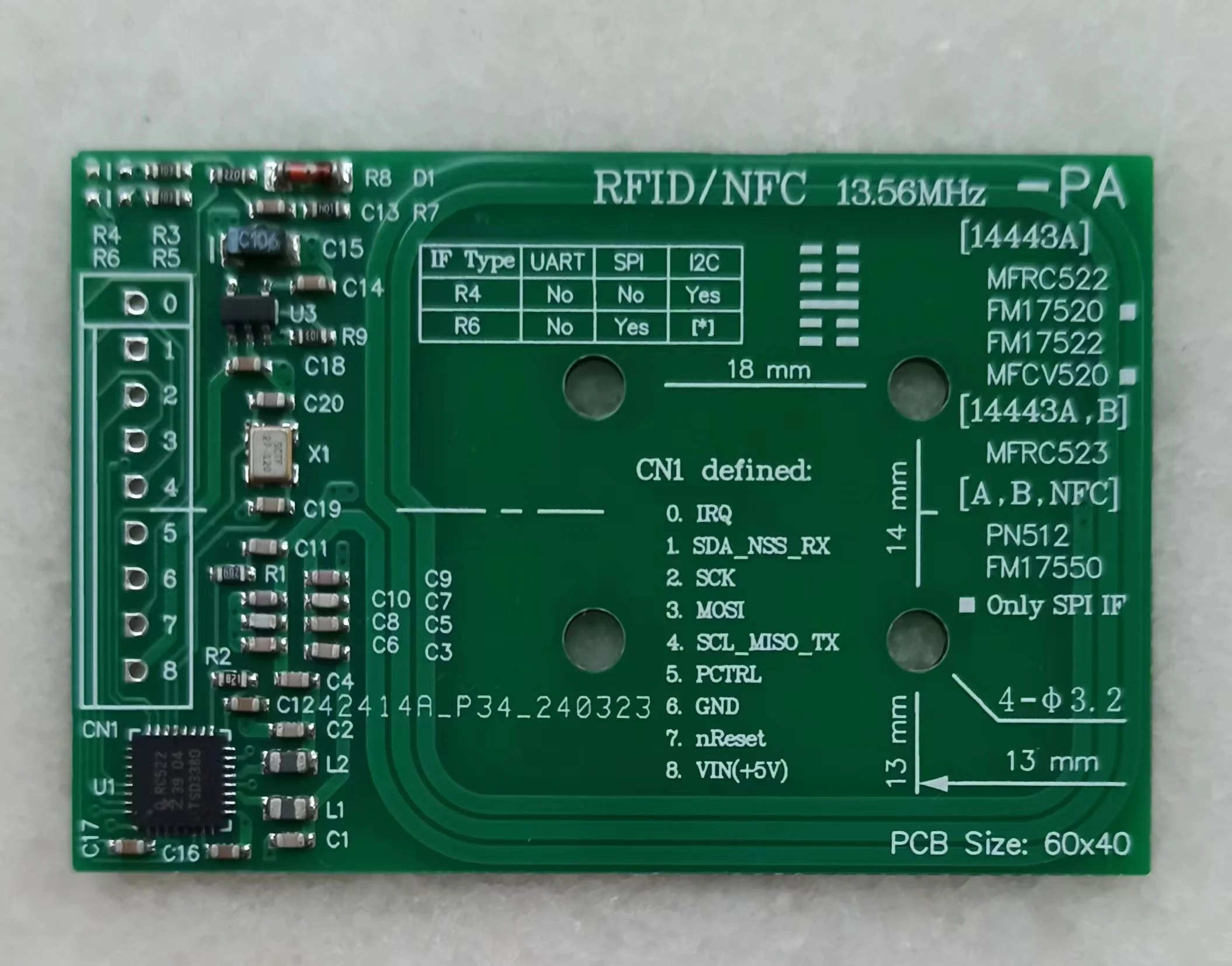 MFRC522 Module RFID IC Card Reading and Writing Module UART/SPI/I2C Interface Remote Distance 65mm