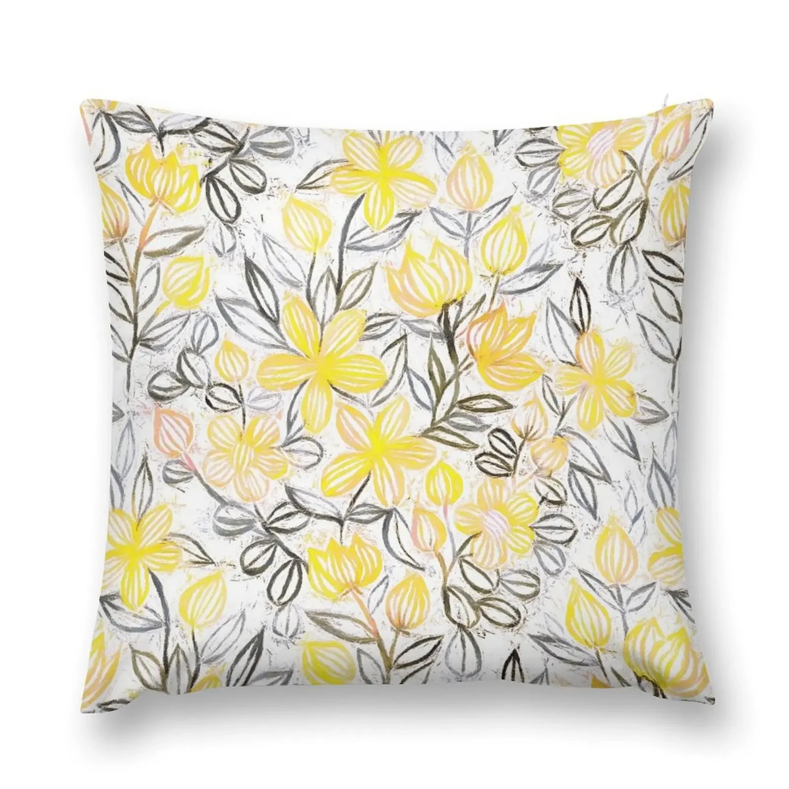 

Sunny Yellow Crayon Striped Summer Floral Throw Pillow Sofa Decorative Covers luxury sofa pillows christmas supplies pillow