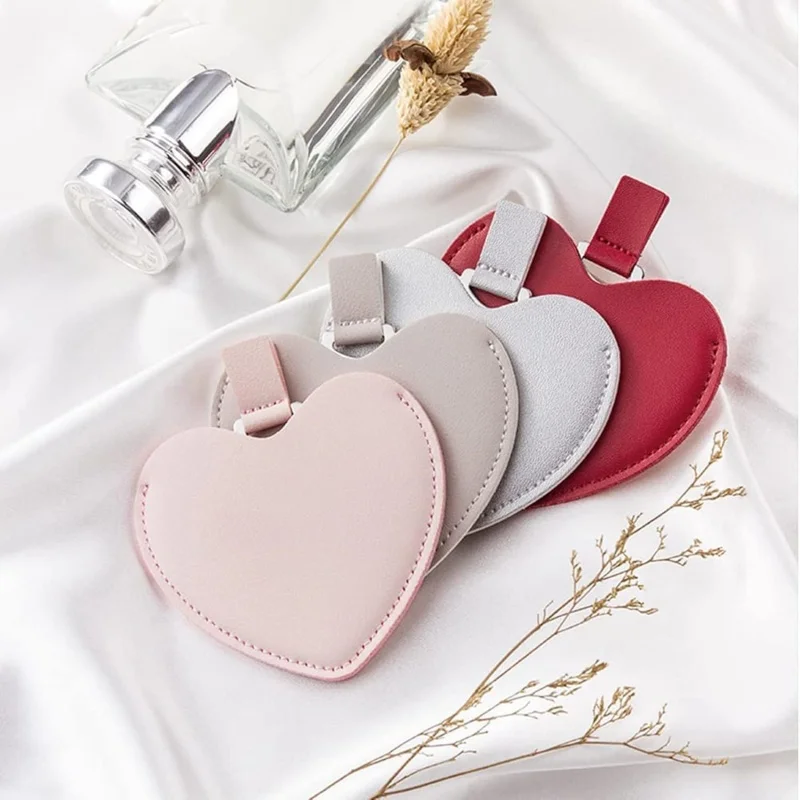 1PC Metal Ultra-thin Mini Makeup Mirror Heart Compact Portable Stainless Steel Compact Pocket Beauty Cosmetic Mirrors Gift