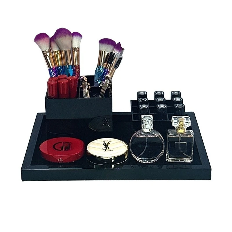 

Acrylic black piano paint texture desktop storage rectangular large tray simple light luxury style portable design