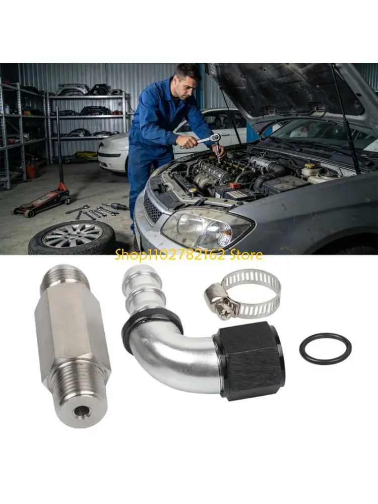547B Threaded Heater Hose Adapter for 6.7L Engine Truck Service, -10AN Elbow Fitting Set with Seal, Hose Fastener and Size