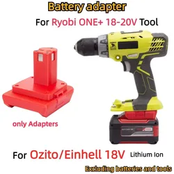 Adaptador/conversor para ozito/emark, 18v li-ion bateria para ryobi um + 18v sistema, ferramentas elétricas sem fio compatíveis (apenas adaptador)