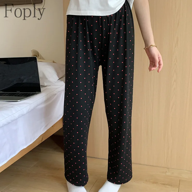 

2025 Pajama Pants Printed Wide-leg Pants Trousers Loose Casual Outdoor Wear Mosquito-repellent Pants Printed Polka Dot Korean