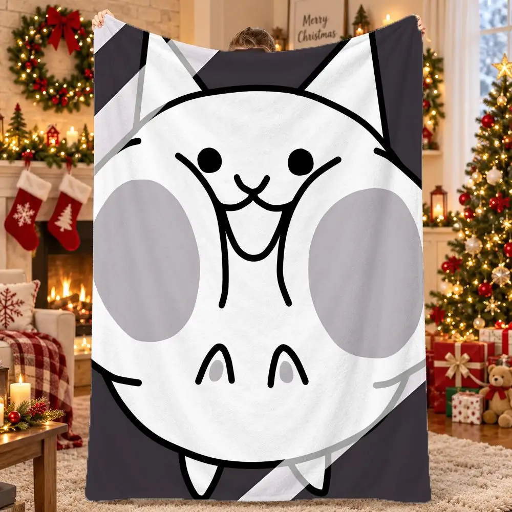 Game The Battle Cats Throw Flannel Pet Blanket Cover Warm Soft Multifunctional Throw Universal  Bedsqread Holiday Gifts