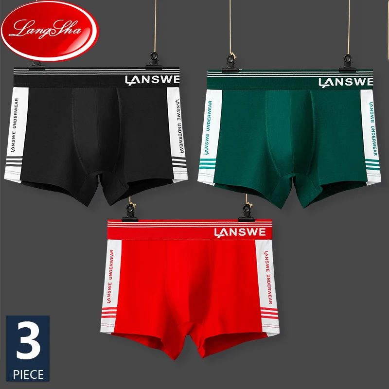 LANGSHA 3Pcs/Set Pure Cotton Boxer Mens Underwear Breathable Men Underpants Male Pure Men Panties Shorts Soft Boxer Shorts