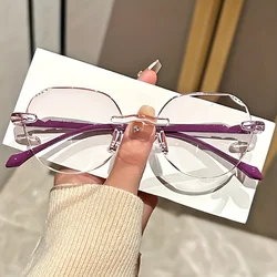 Elegant Geometric Rimless Reading Glasses with Rhinestone Accents, Full Rim Frame, Comfortable Lightweight Design, 1.0 to 3.5