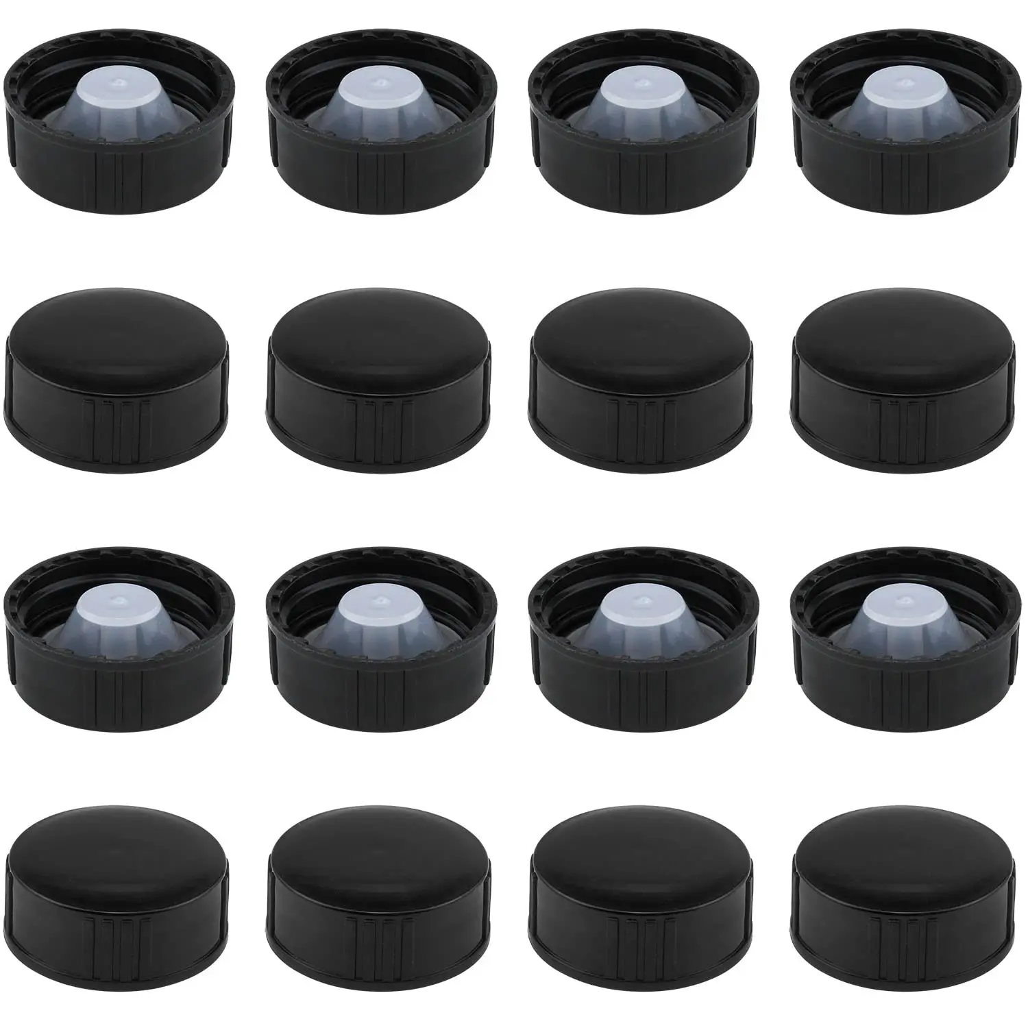 12pcs Phenolic Resin Cover 28mm Black Poly Seal Screw Caps for Daily Chemicals, Food, Cosmetics Bottles