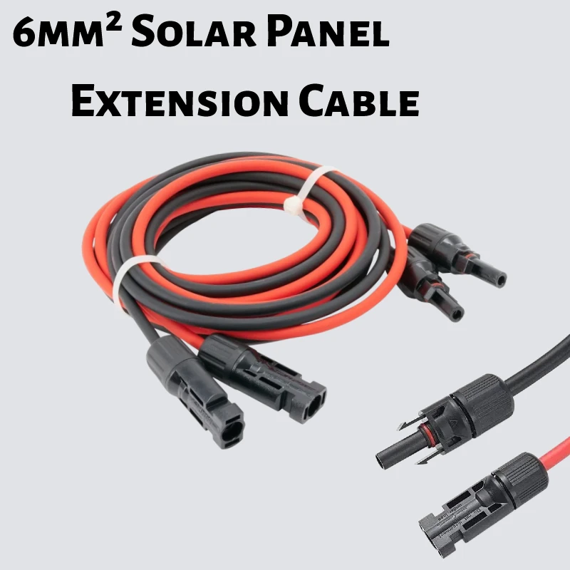 6mm² Solar-Verlängerungskabel 10M Rot-Schwarz Paarstecker an beiden Enden Photovoltaik-PV-Kabel für Solaranlagen