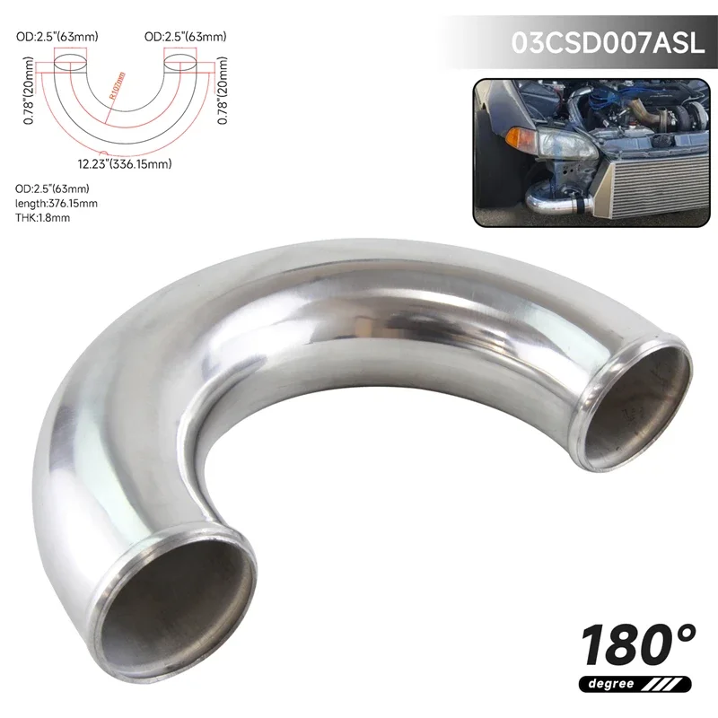 

Aluminum T6063 57-63mm /2.25"-2.5" inch 180 Degree Turbo Intercooler Pipe Piping Tubing hose